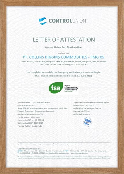 FSA Sustainability Certificate